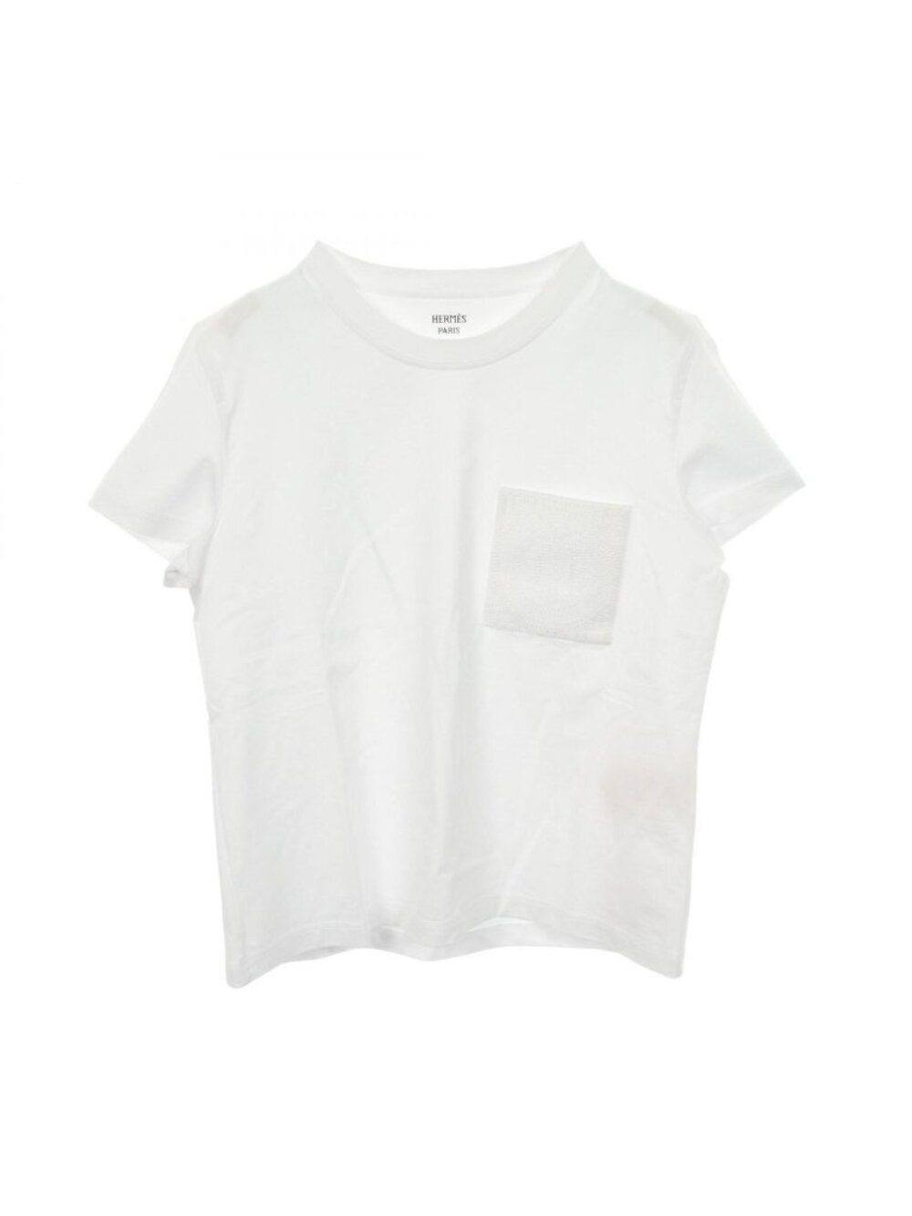 Hermes Short Sleeve T-Shirt Mosaic Embroidery Patch Pocket Cotton